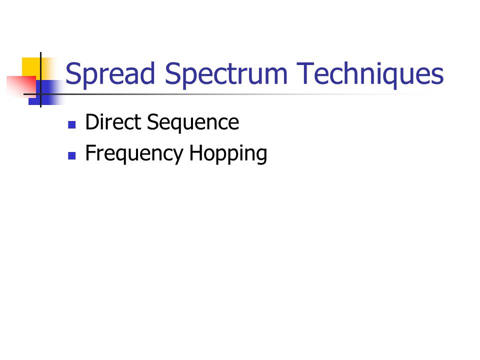 Spread Spectrum Techniques Direct Sequence Frequency Hopping
