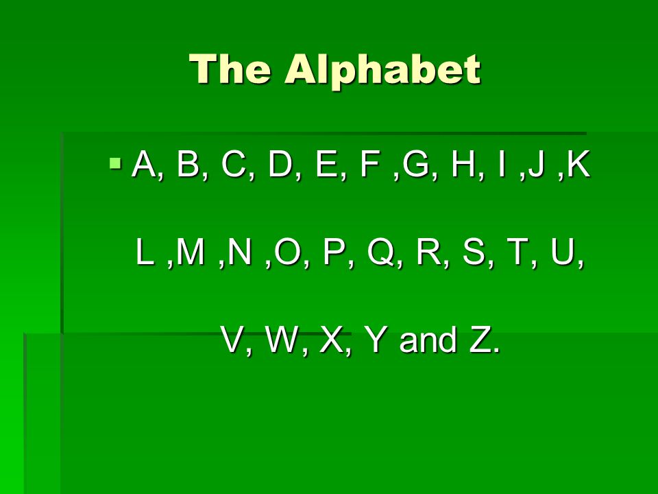 Alphabet The Alphabet A B C D E F G H I J K L M N O P Q R S T U V W X Y And Z Ppt Download