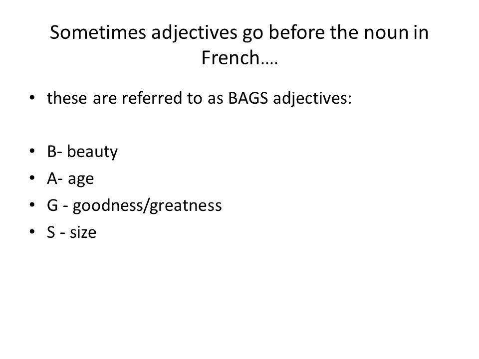 Position of French Adjectives
