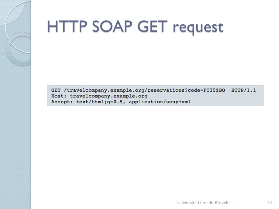 HTTP SOAP GET request Université Libre de Bruxelles32