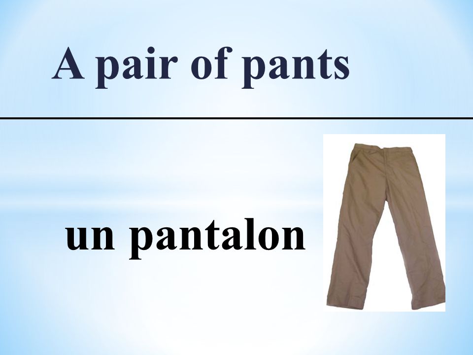 A pair of pants un pantalon