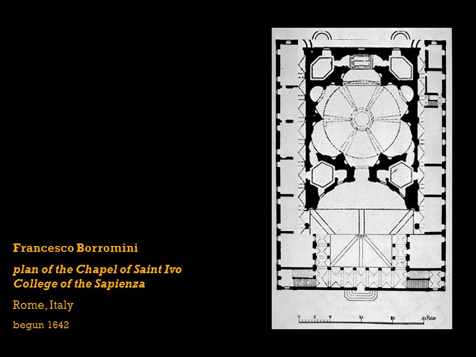 Francesco Borromini plan of the Chapel of Saint Ivo College of the Sapienza Rome, Italy begun 1642