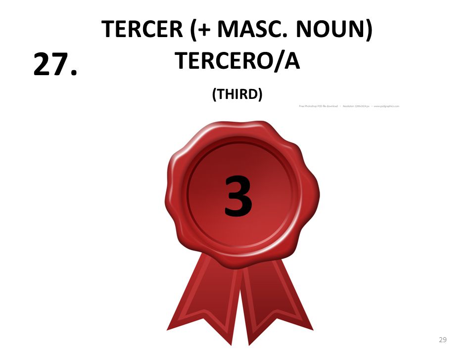 TERCER (+ MASC. NOUN) TERCERO/A (THIRD) 3