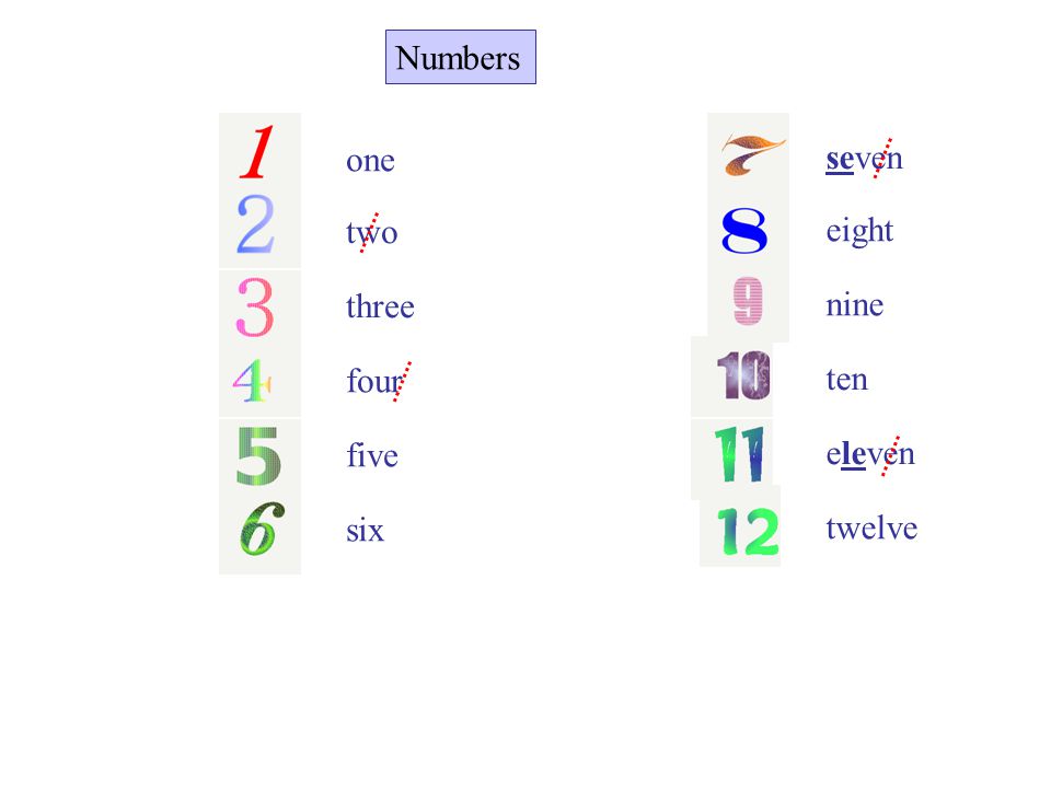 Numbers up to 12 one two three four five six seven eight nine ten eleven  twelve. - ppt download