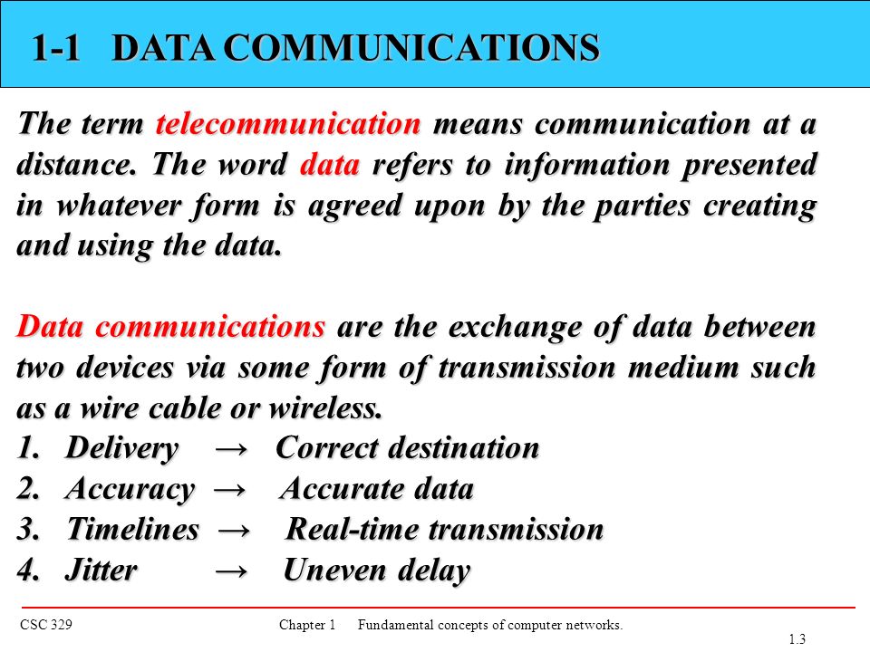 CSC 329 Chapter 1 Fundamental Concepts Of Computer Networks. Chapter 1 ...