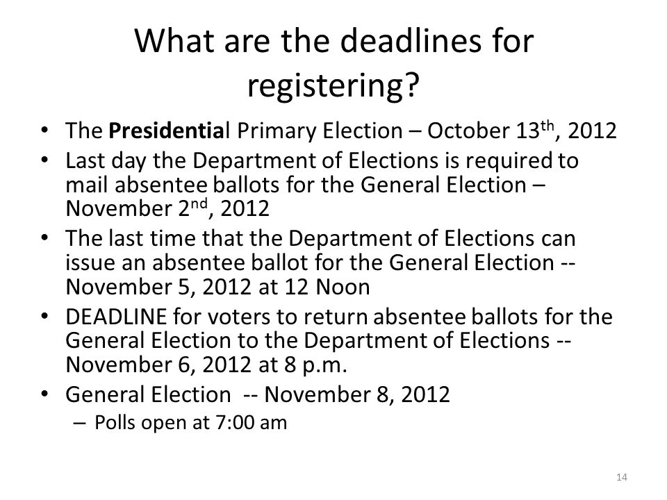 What are the deadlines for registering.
