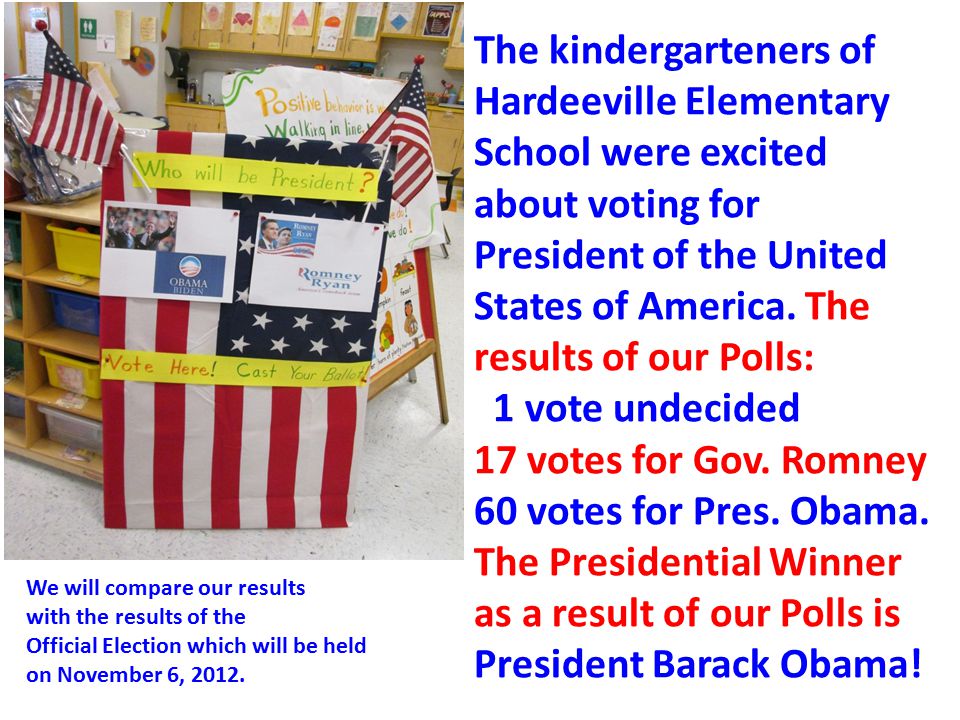 The kindergarteners of Hardeeville Elementary School were excited about voting for President of the United States of America.