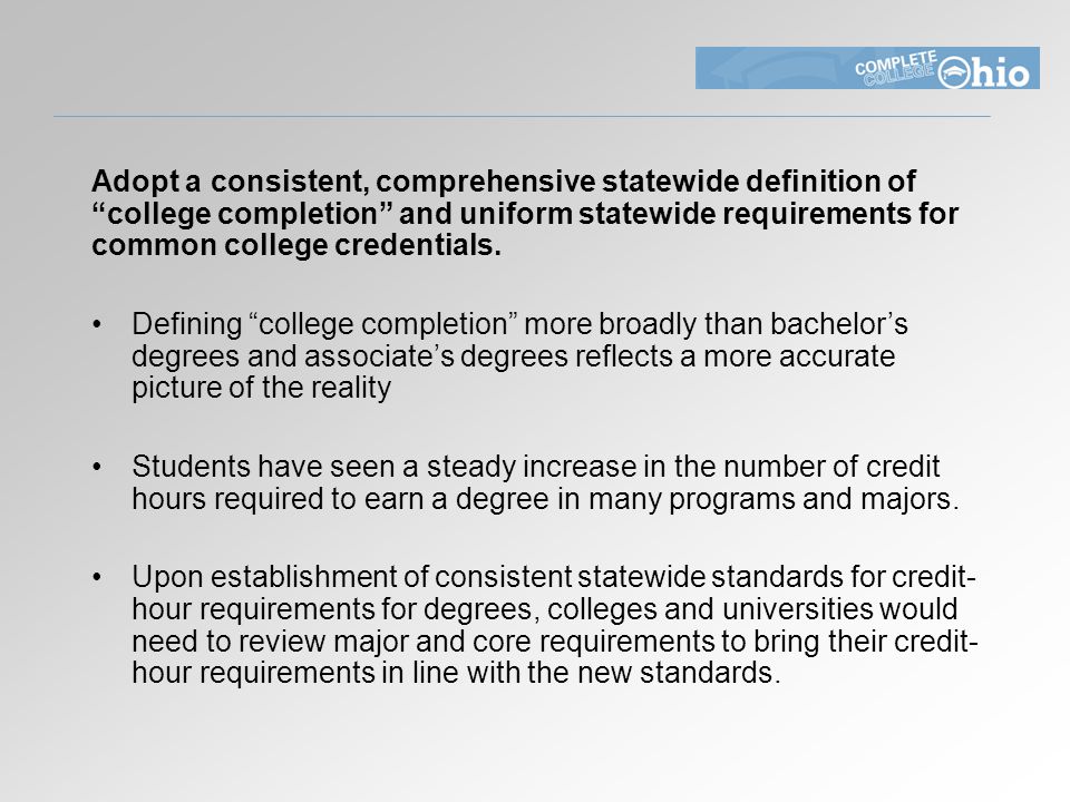complete college ohio task force working group recommendations college degrees definition