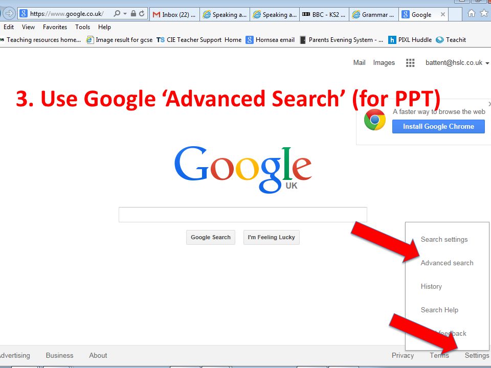 3. Use Google ‘Advanced Search’ (for PPT)