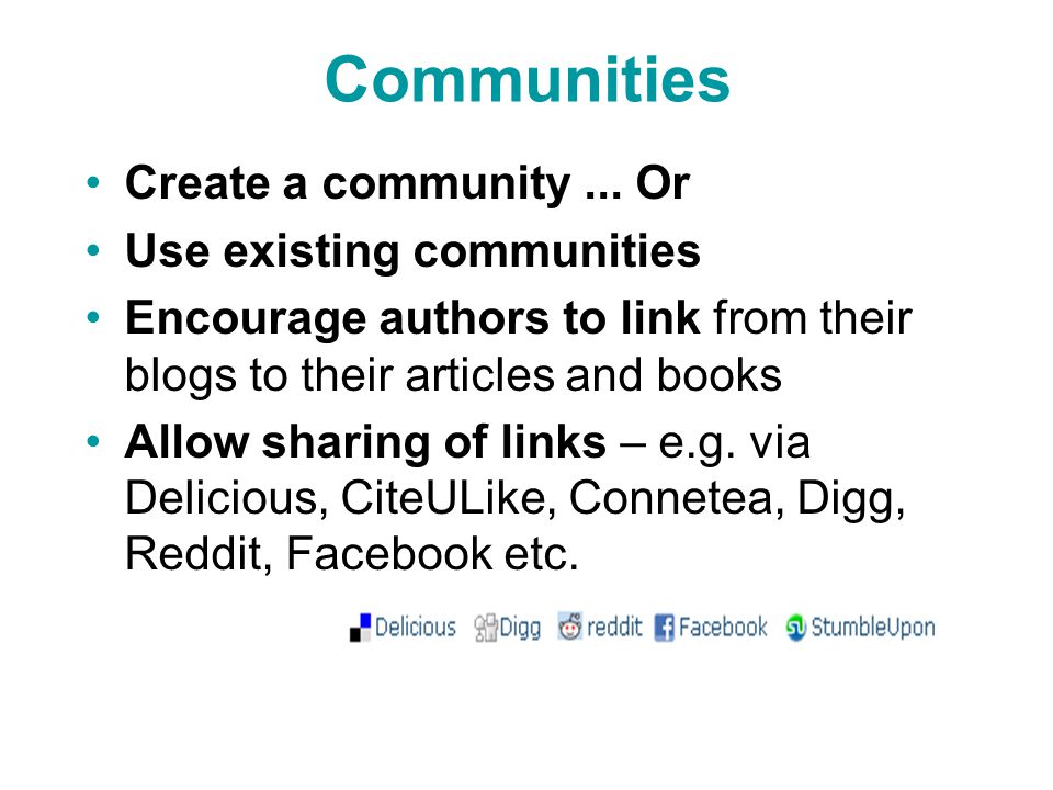 Communities Create a community...