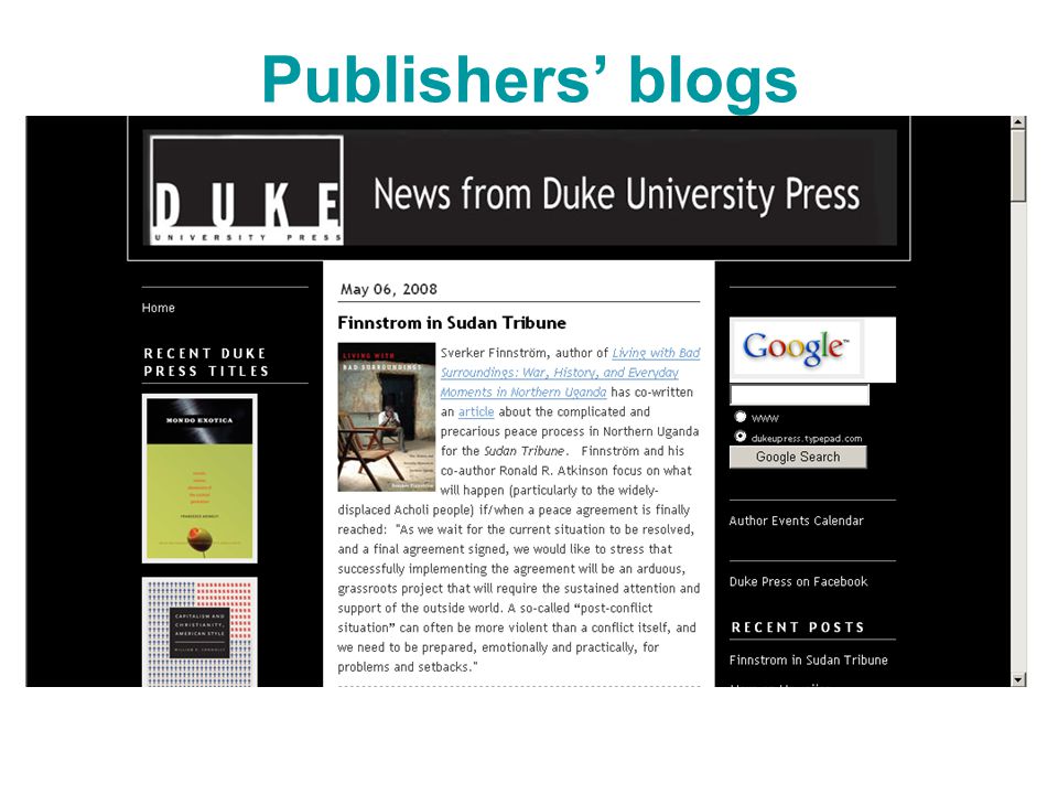 Publishers’ blogs