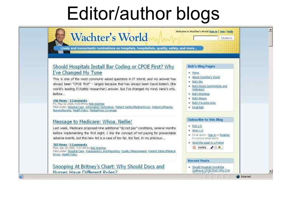 Editor/author blogs