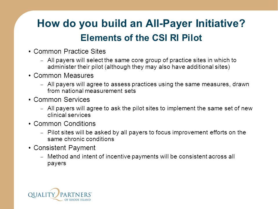 How do you build an All-Payer Initiative.