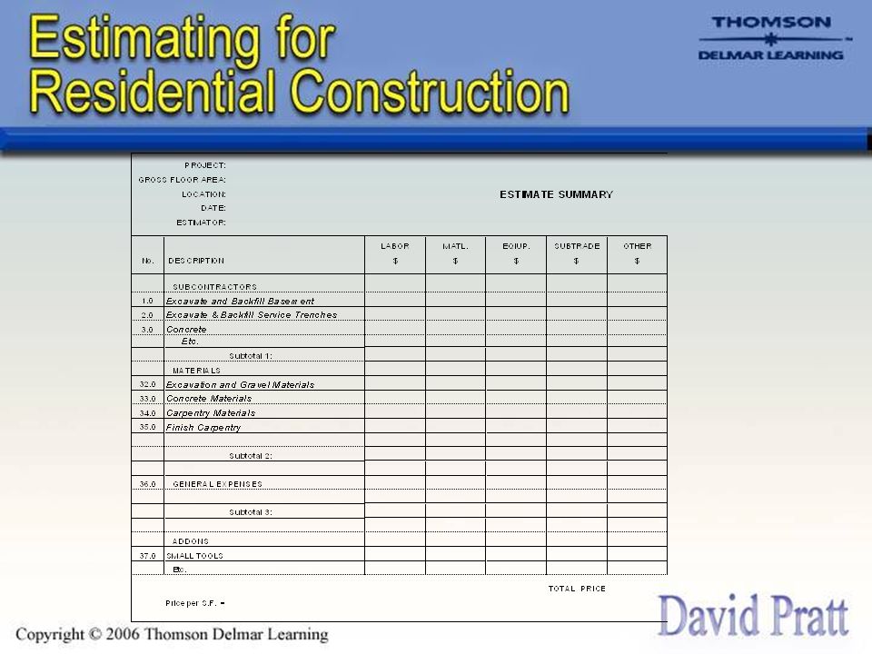 chapter 12 estimate summaries and bids bid summaries the format of