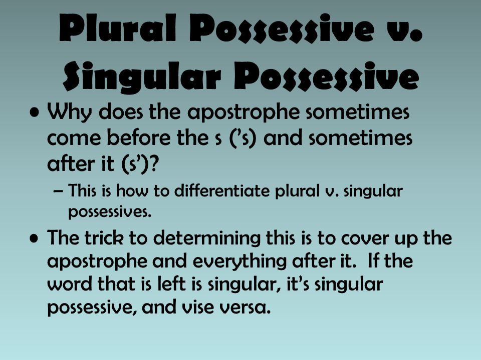 Plural Possessive v.