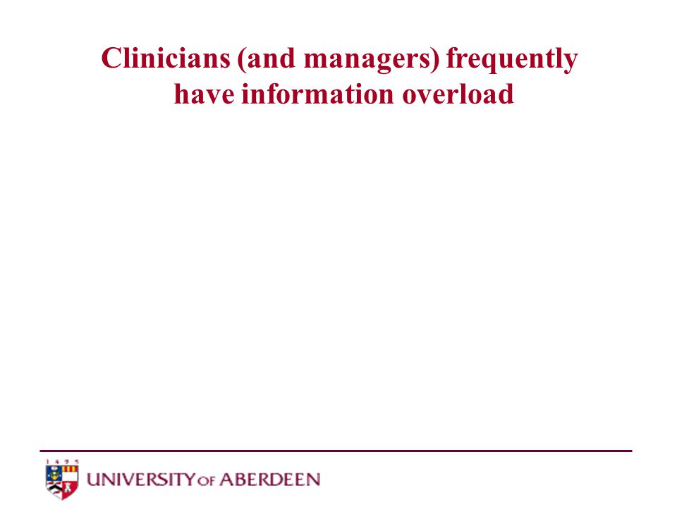 Clinicians (and managers) frequently have information overload