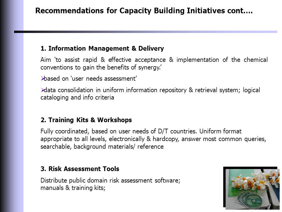 Recommendations for Capacity Building Initiatives cont….