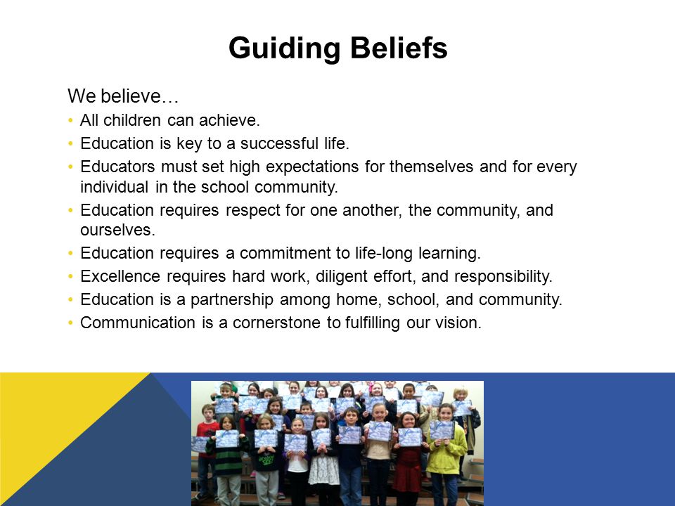 Guiding Beliefs We believe… All children can achieve.