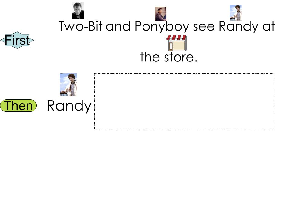 First Then Two-Bit and Ponyboy see Randy at the store. Randy