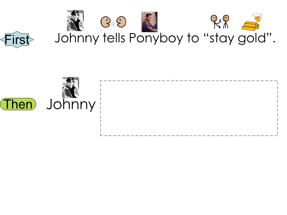 First Then Johnny tells Ponyboy to stay gold . Johnny