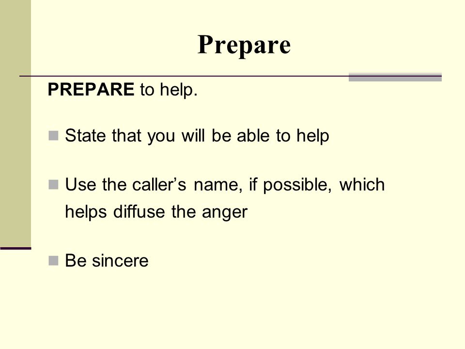 Prepare PREPARE to help.