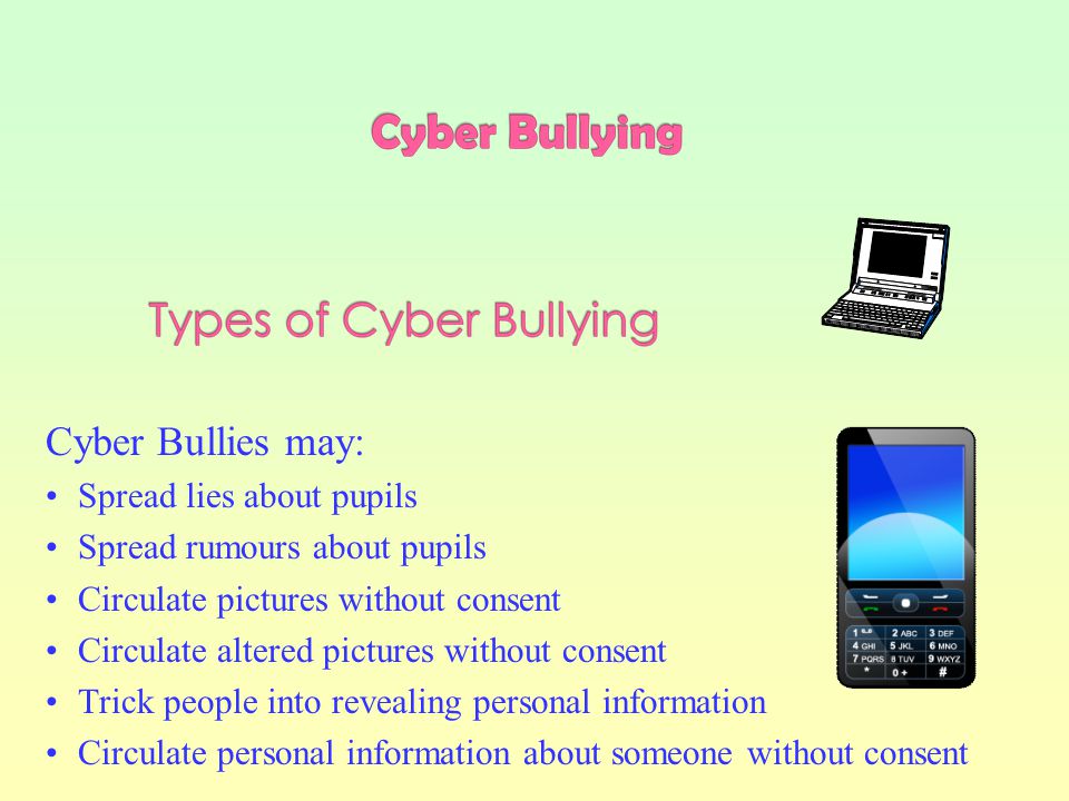 Being cruel, repeatedly circulating hurtful material to others or about others using technological means Cyber Bullying is repeatedly using computers, mobile phones, smart phones or any other technology to cause hurt or embarrassment to another person