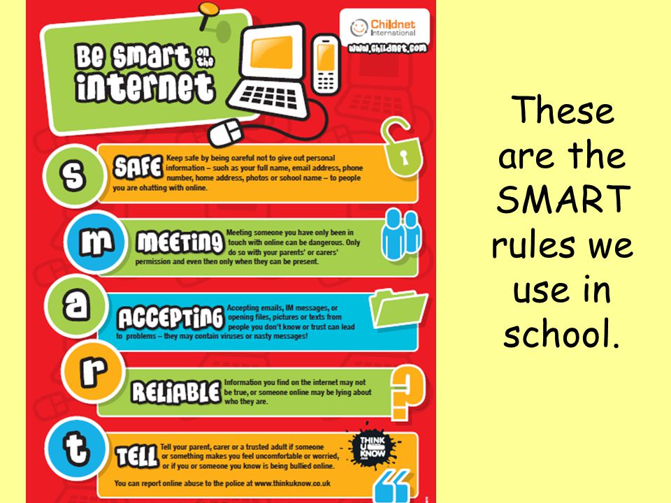 These are the SMART rules we use in school.