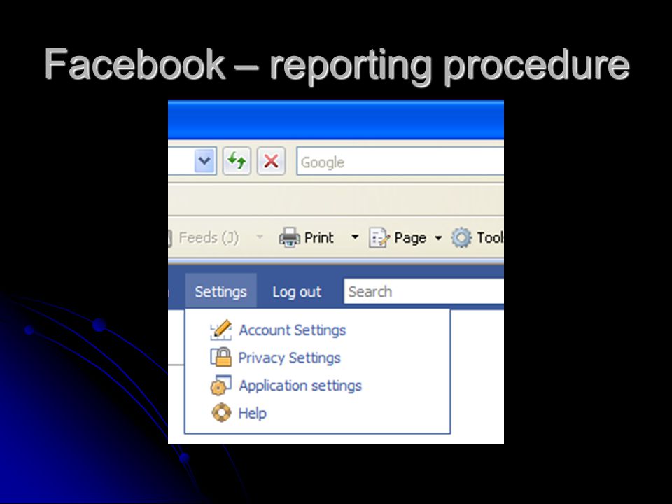 Facebook – reporting procedure
