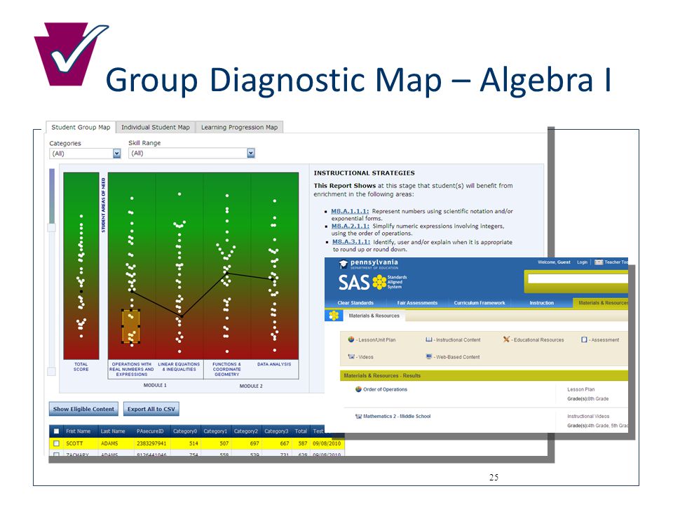 Group Diagnostic Map – Algebra I 25