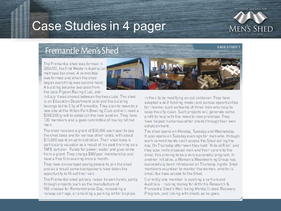 Case Studies in 4 pager