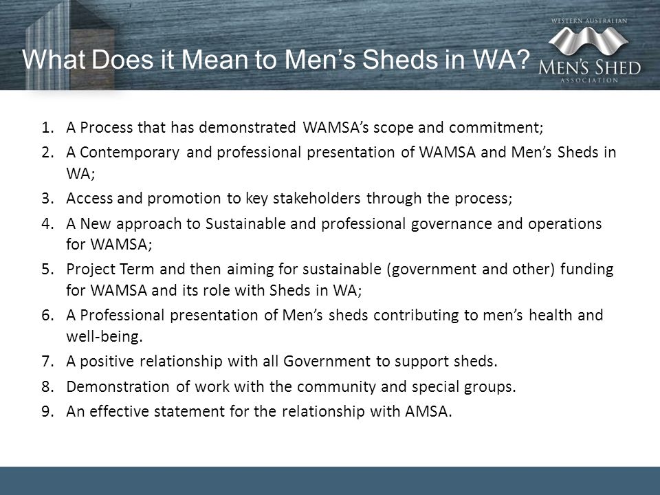 What Does it Mean to Men’s Sheds in WA.