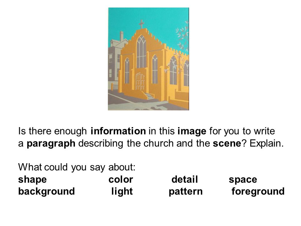 Is there enough information in this image for you to write a paragraph describing the church and the scene.