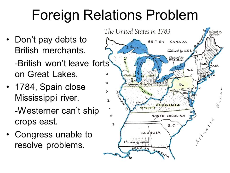 Foreign Relations Problem Don’t pay debts to British merchants.