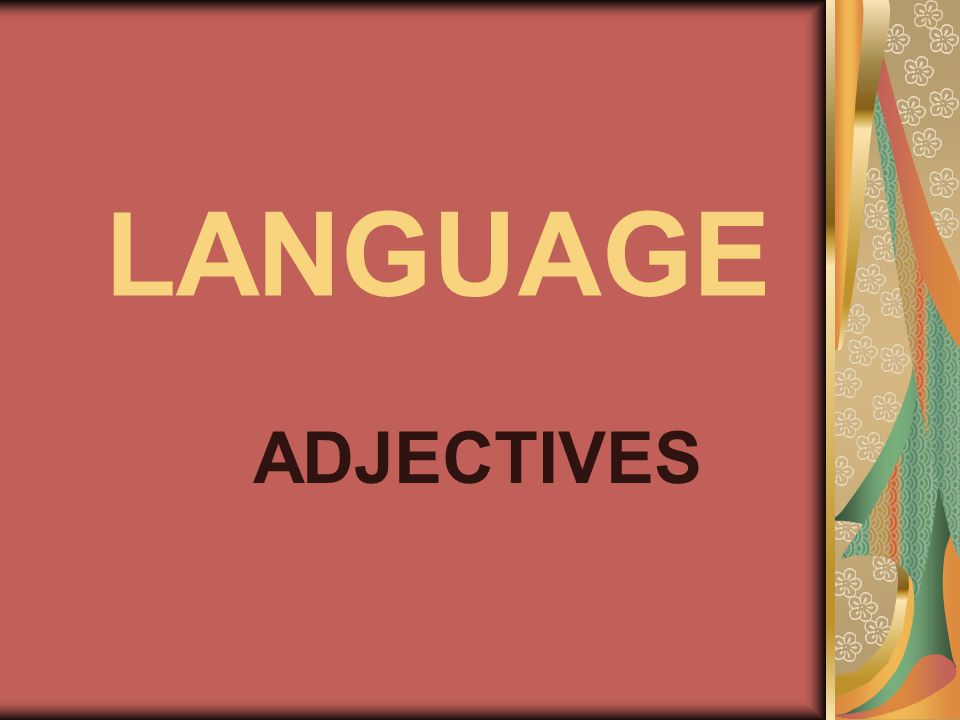 LANGUAGE ADJECTIVES