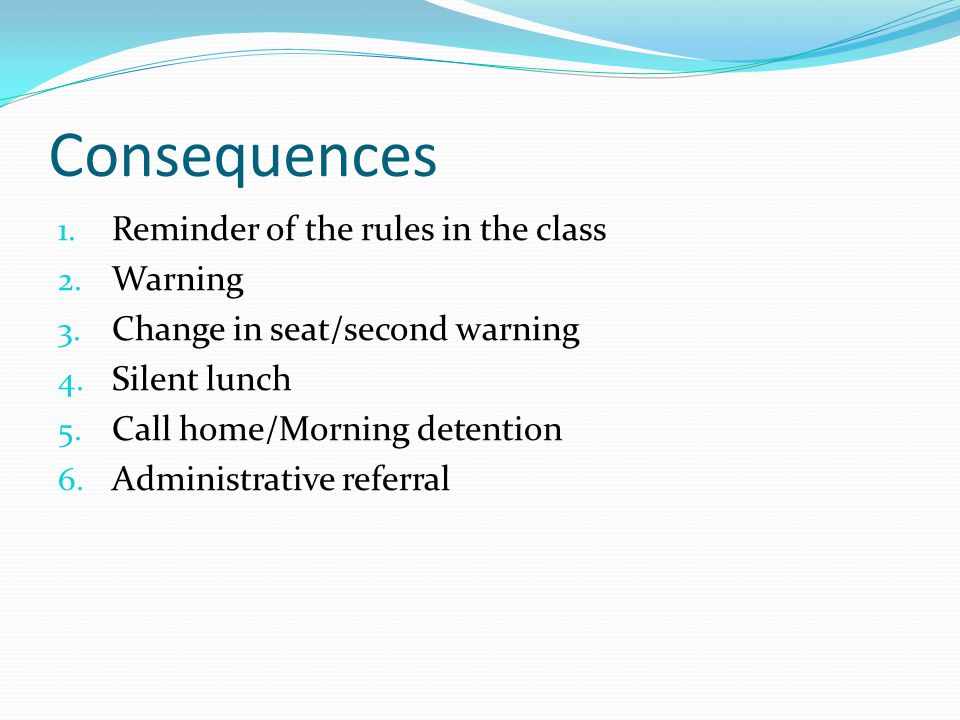 1. Reminder of the rules in the class 2. Warning 3.