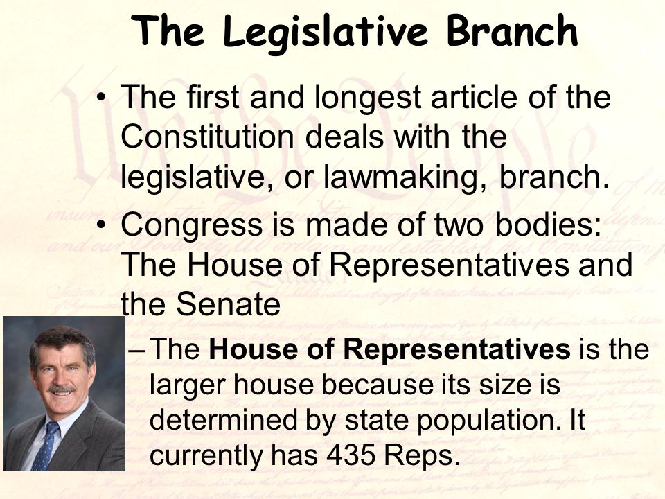 The Legislative Branch The first and longest article of the Constitution deals with the legislative, or lawmaking, branch.