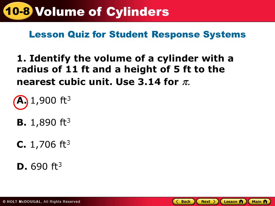 10-8 Volume of Cylinders 1.