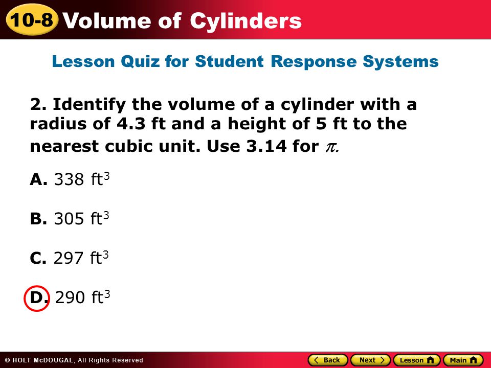 10-8 Volume of Cylinders 2.