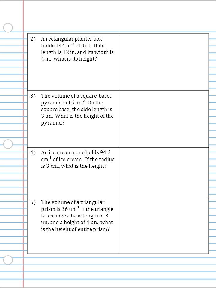 Math 8 Notes Date What Applying Volume Why To Investigate A Variety Of Different Types Of Volume Applications Including Real Ppt Download