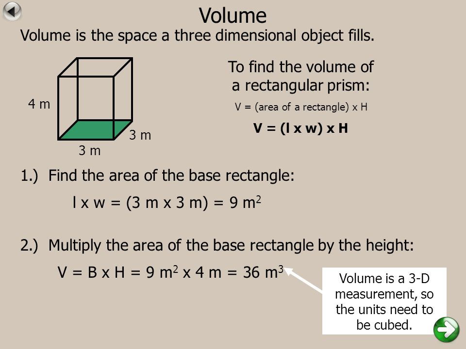 Volume Volume is the space a three dimensional object fills.
