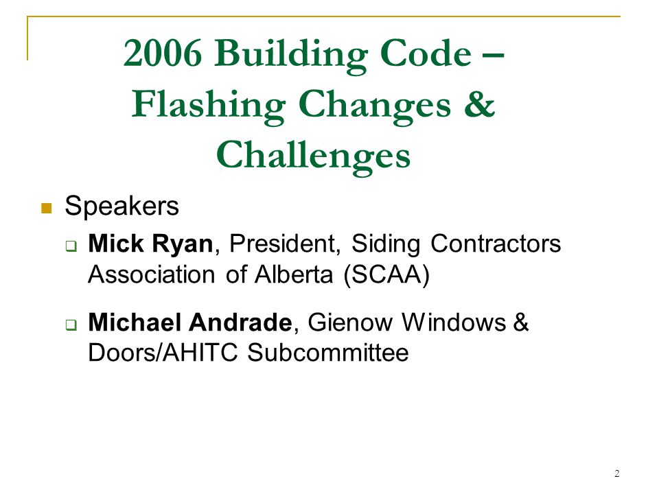 Building Code Flashing Changes Challenges Builder