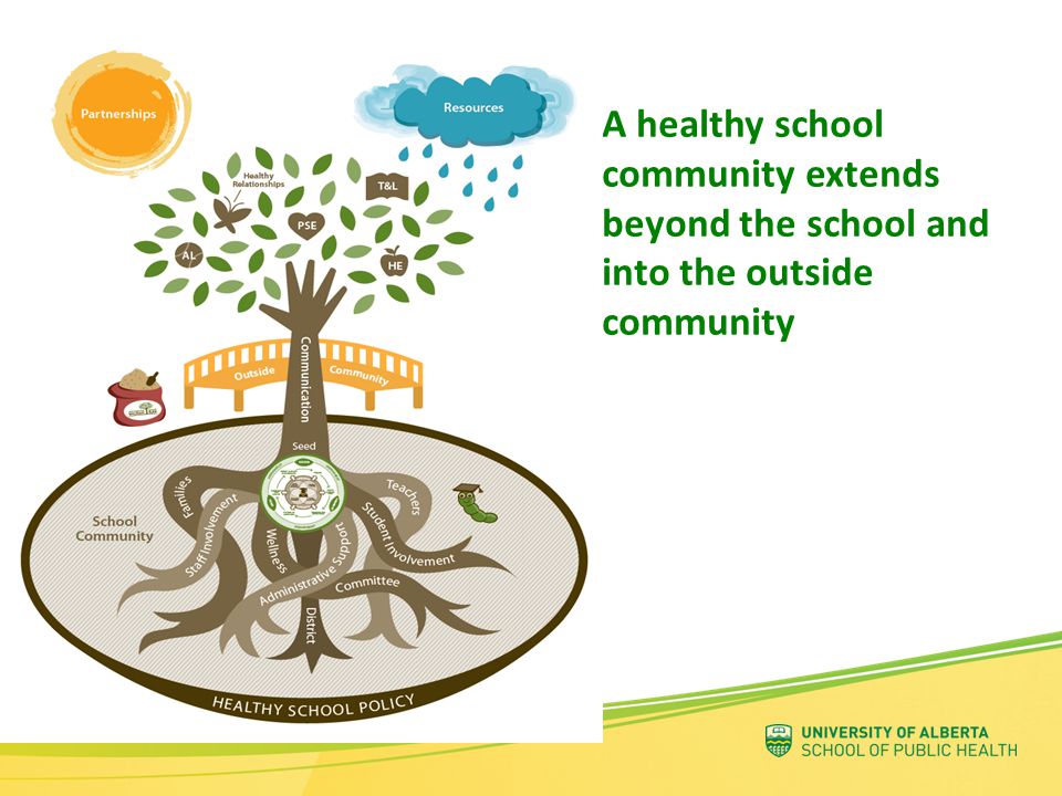 A healthy school community extends beyond the school and into the outside community