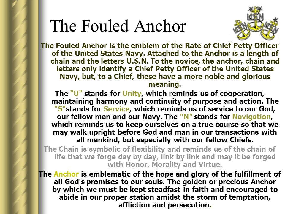 Why is a 'fouled anchor' used as part of the US Navy symbolism? What does  it indicate? - Quora
