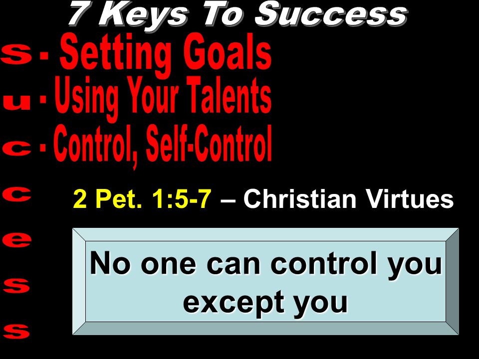 2 Pet. 1:5-7 – Christian Virtues No one can control you except you