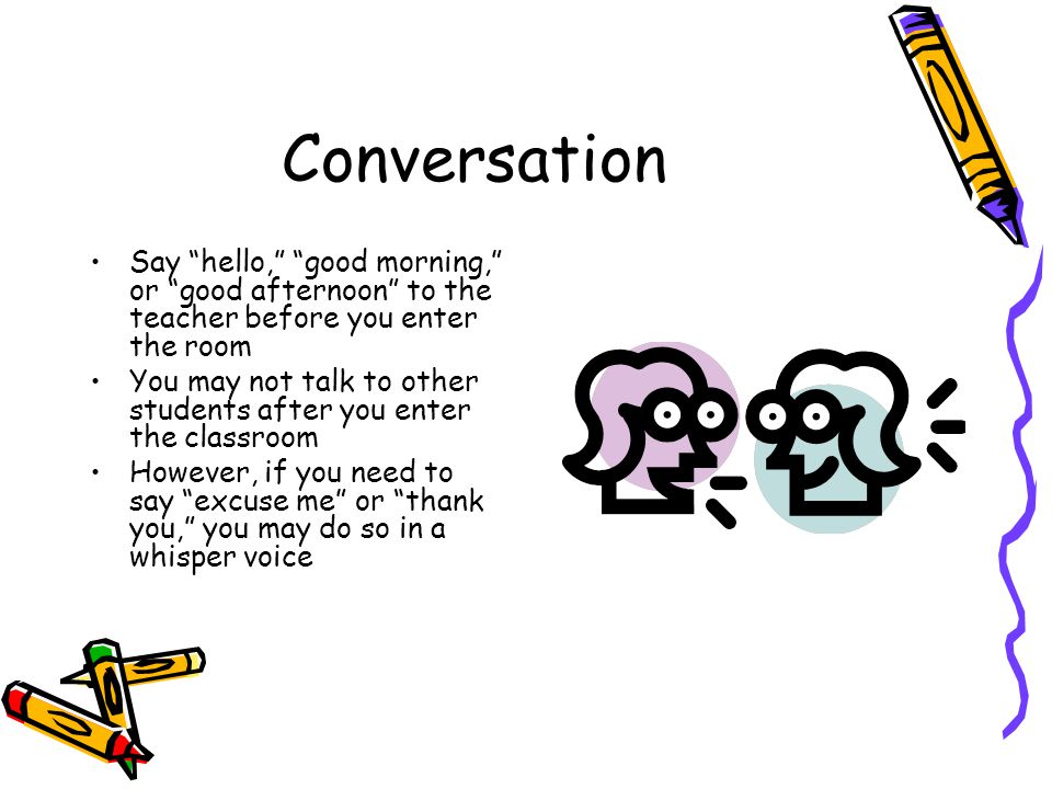champs expectations entering the classroom conversation say hello