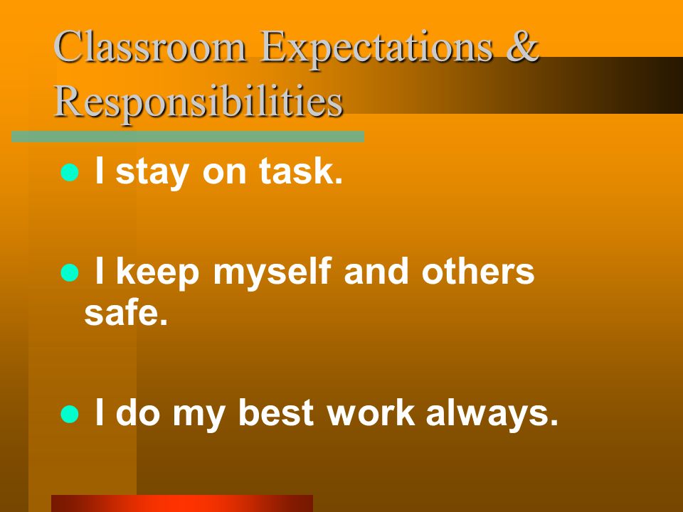 Classroom Expectations & Responsibilities I stay on task.