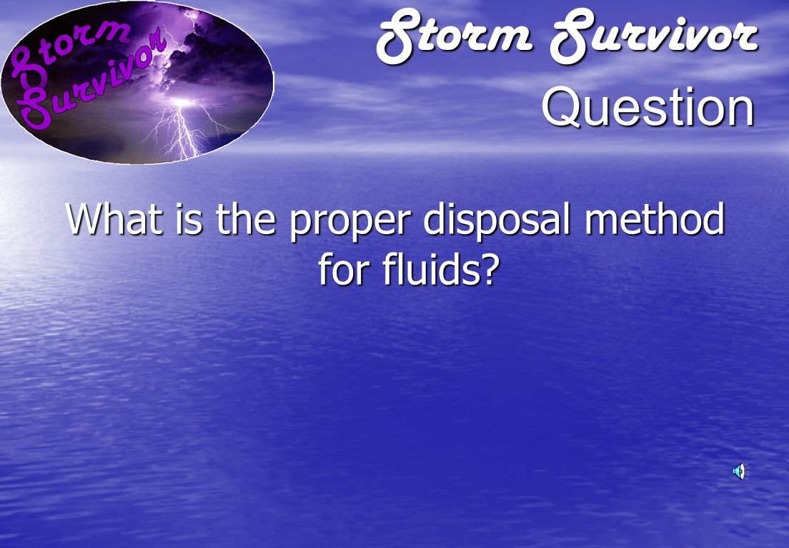 Storm Survivor Answer Potential pollutants in fleet maintenance facilities include used anti-freeze, motor oil, transmission fluid, hydraulic fluid, solvents, detergents.