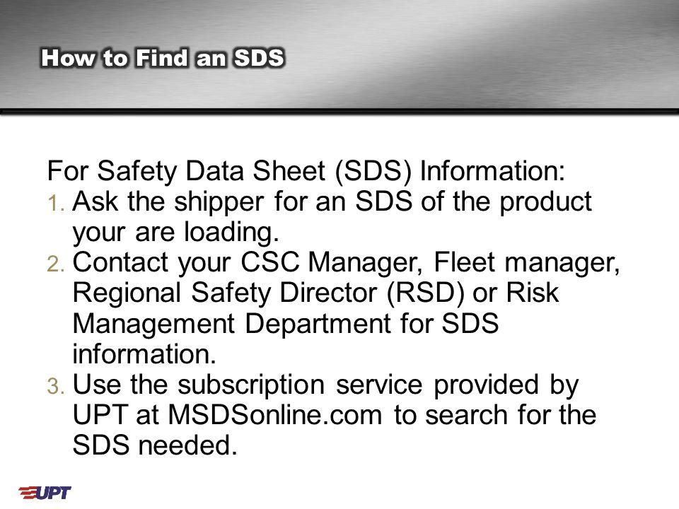 For Safety Data Sheet (SDS) Information: 1.