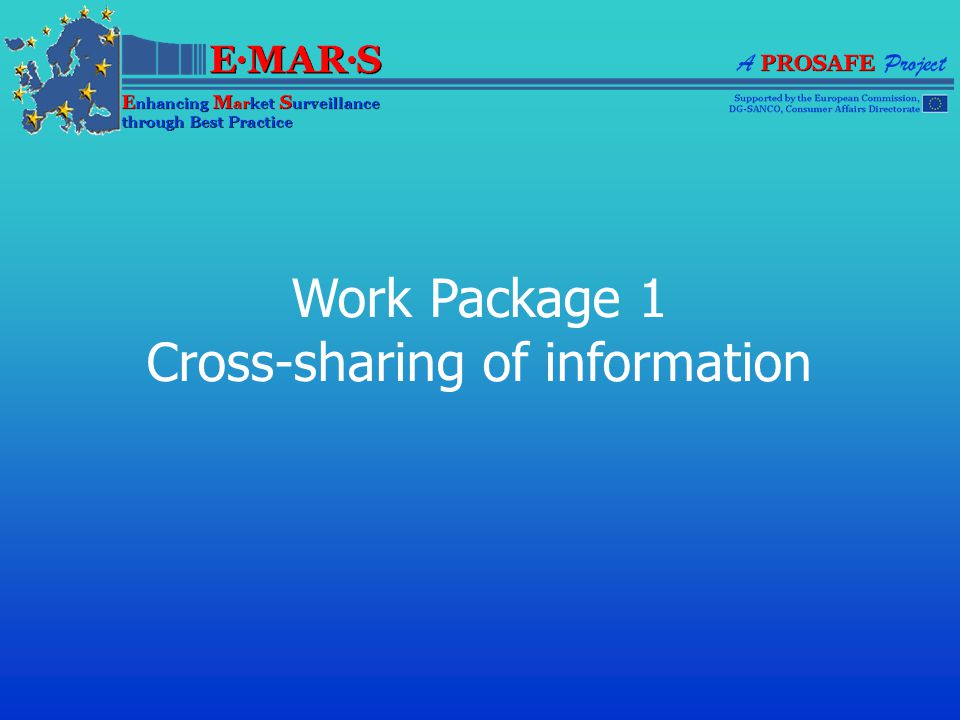 Work Package 1 Cross-sharing of information