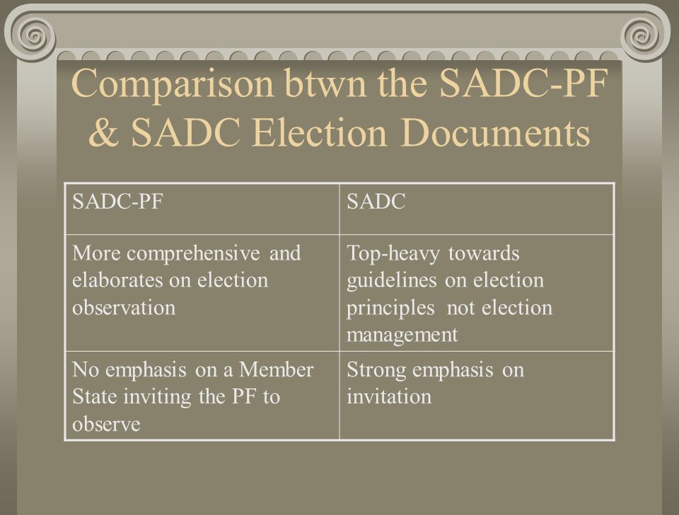 Thematic Session topic 1 A comparative review of the SADC-PF, SADC and AU elections docs- Dr khabele Matlosa (EISA).